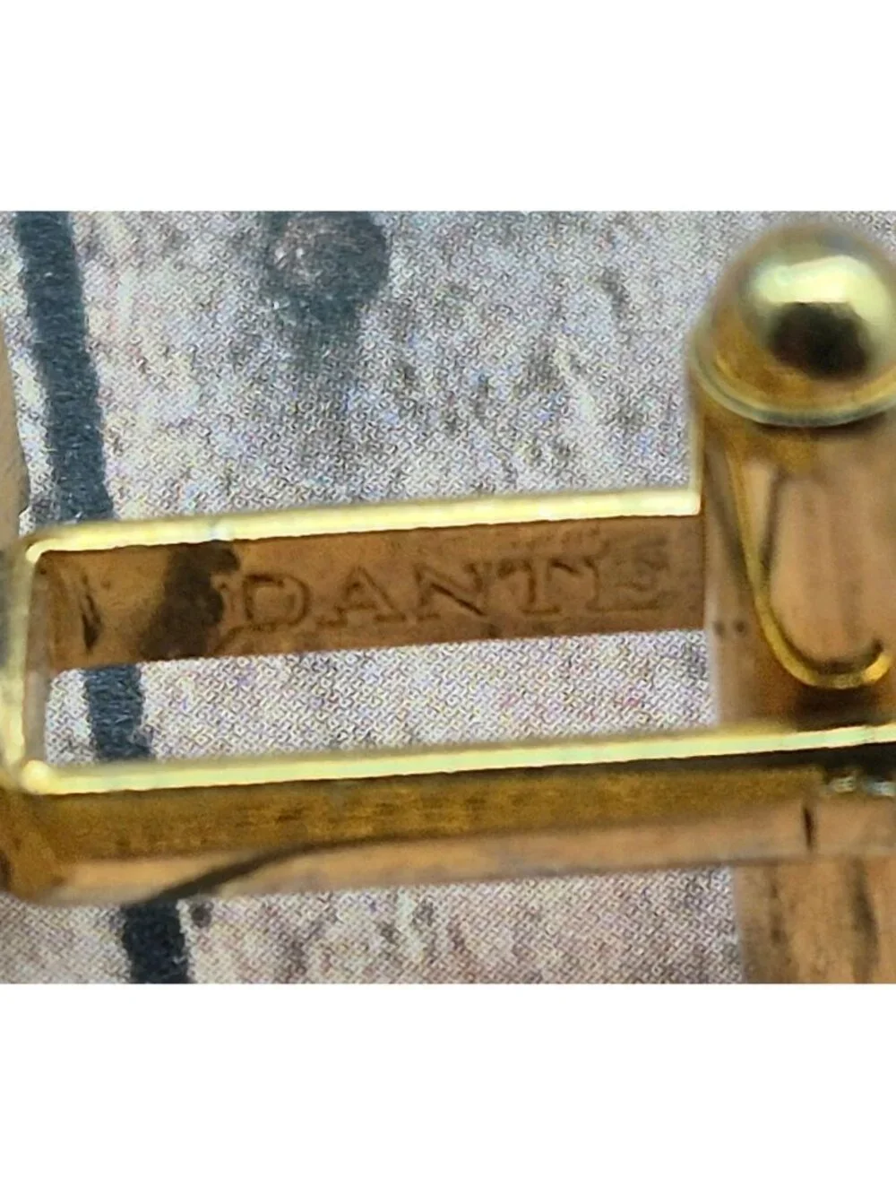 Vintage Dante Gold Tone B Monogram Cufflinks Mesh Shirt Wraps Set Mid Century